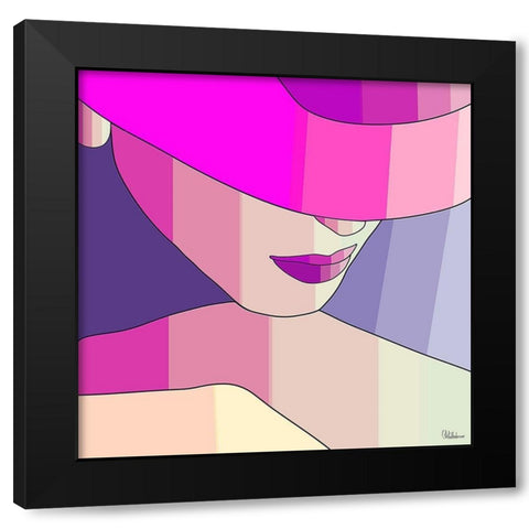 Girl with Purple Hat I Black Modern Wood Framed Art Print by Medeiros, Celito