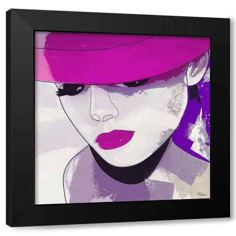 Girl with Purple Hat III Black Modern Wood Framed Art Print by Medeiros, Celito