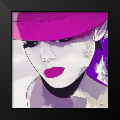 Girl with Purple Hat III Black Modern Wood Framed Art Print by Medeiros, Celito