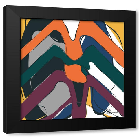 A Game with Abstract Shapes XV Black Modern Wood Framed Art Print with Double Matting by Medeiros, Celito