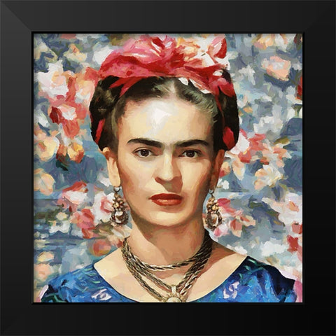 Frida Kahlo Black Modern Wood Framed Art Print by Medeiros, Celito
