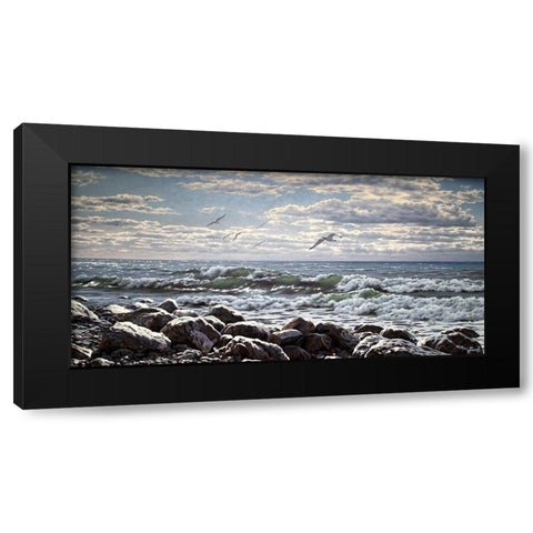 Sea and Stones II Black Modern Wood Framed Art Print with Double Matting by Adamov, Alexey