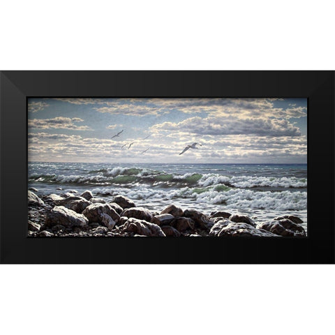 Sea and Stones II Black Modern Wood Framed Art Print by Adamov, Alexey