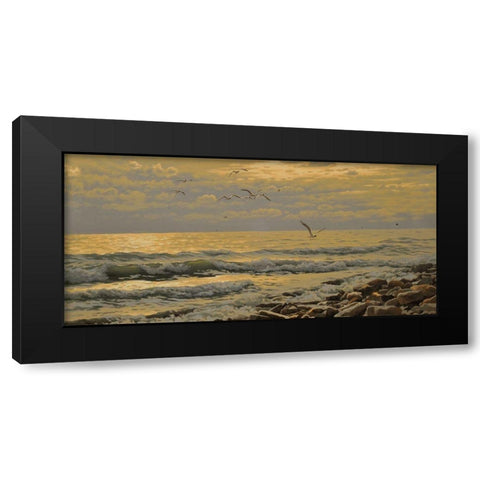 Warm Sea II Black Modern Wood Framed Art Print with Double Matting by Adamov, Alexey