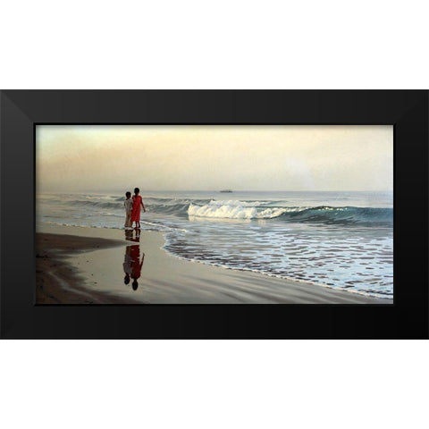 By the Sea Black Modern Wood Framed Art Print by Adamov, Alexey