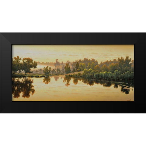 Warm Sunrise Black Modern Wood Framed Art Print by Adamov, Alexey