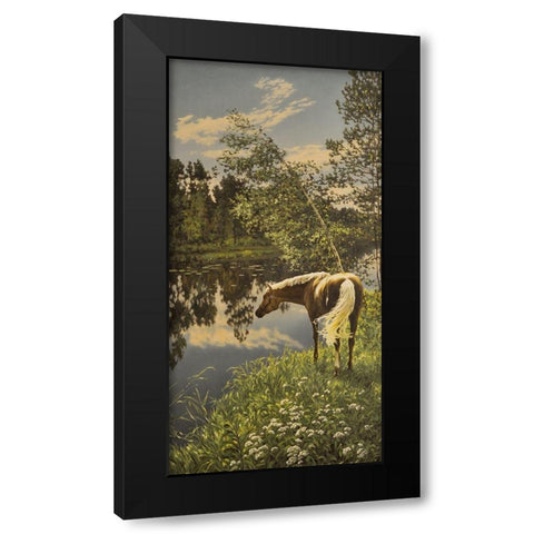 By the River Black Modern Wood Framed Art Print by Adamov, Alexey