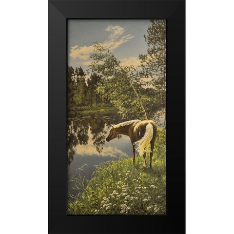 By the River Black Modern Wood Framed Art Print by Adamov, Alexey