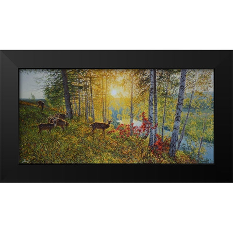 Autumn Day Black Modern Wood Framed Art Print by Adamov, Alexey