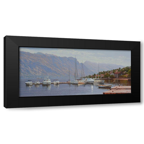 Sunny Port Black Modern Wood Framed Art Print by Adamov, Alexey