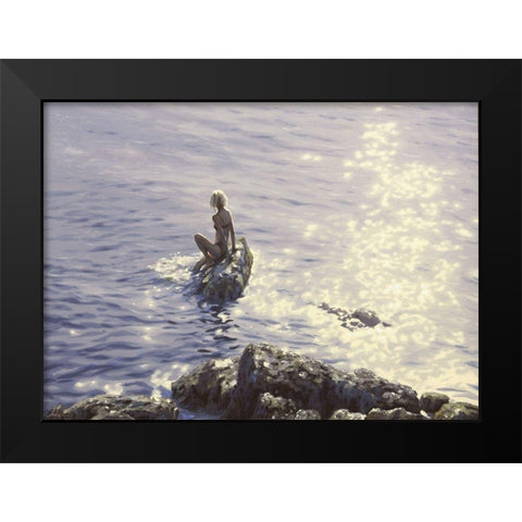 Mermaid by Sunshine Water Black Modern Wood Framed Art Print by Adamov, Alexey