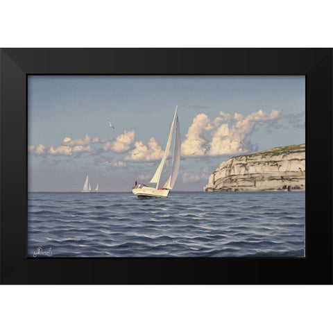 Sunshine Day on the Sea Black Modern Wood Framed Art Print by Adamov, Alexey