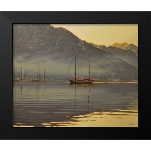 First Rays Black Modern Wood Framed Art Print by Adamov, Alexey