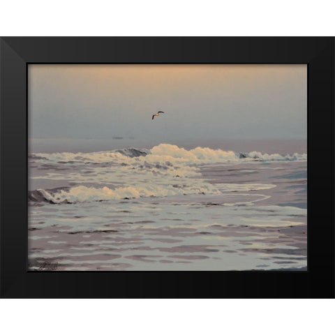 Waves Black Modern Wood Framed Art Print by Adamov, Alexey