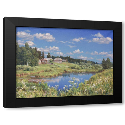 Edge of Village Black Modern Wood Framed Art Print by Adamov, Alexey
