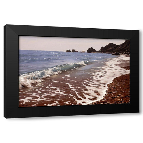 Wave Black Modern Wood Framed Art Print with Double Matting by Adamov, Alexey