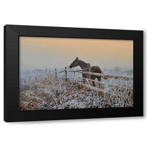 White Frost Black Modern Wood Framed Art Print with Double Matting by Adamov, Alexey