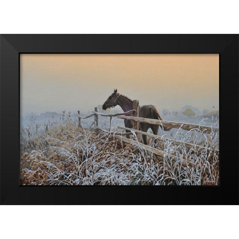White Frost Black Modern Wood Framed Art Print by Adamov, Alexey