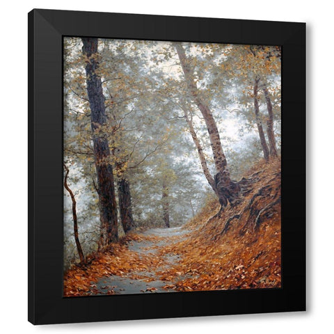 The Fog in Wood I Black Modern Wood Framed Art Print by Adamov, Alexey