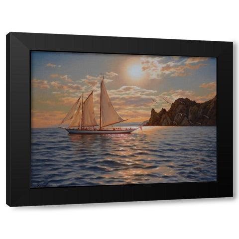 Evening Ride Black Modern Wood Framed Art Print with Double Matting by Adamov, Alexey