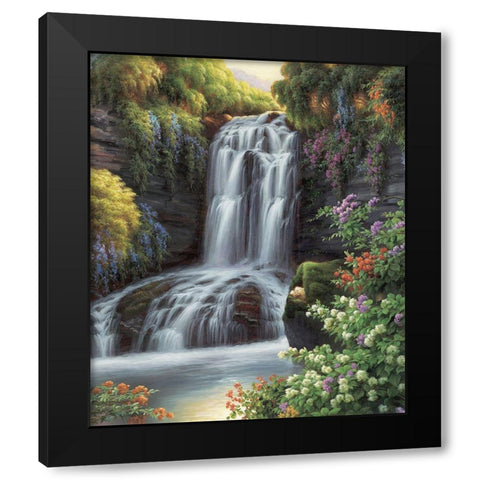 Waterfall II Black Modern Wood Framed Art Print with Double Matting by Smith, Ethan