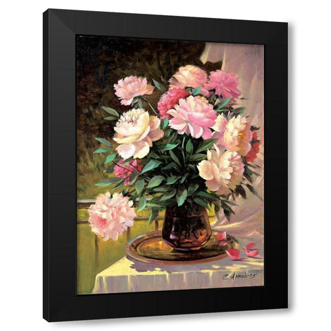 Penies Black Modern Wood Framed Art Print with Double Matting by Artov, Sergei
