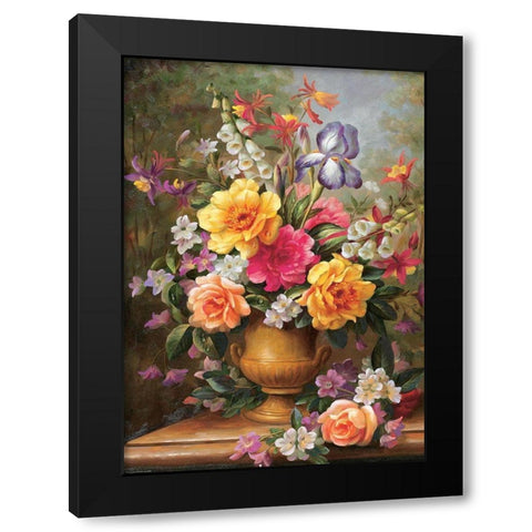 Still Life with Iris Black Modern Wood Framed Art Print with Double Matting by Viktoria