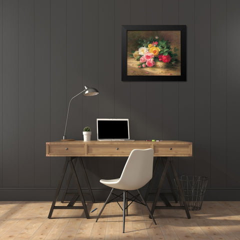 Flower Composition I Black Modern Wood Framed Art Print by Rabun, Josef