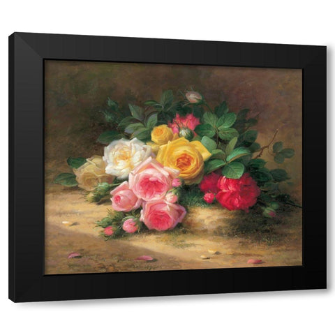 Flower Composition I Black Modern Wood Framed Art Print with Double Matting by Rabun, Josef
