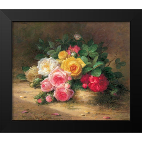 Flower Composition I Black Modern Wood Framed Art Print by Rabun, Josef