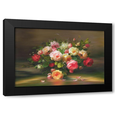 A Basket with Flowers II Black Modern Wood Framed Art Print by Viktoria