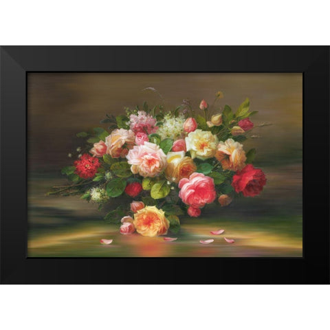 A Basket with Flowers II Black Modern Wood Framed Art Print by Viktoria