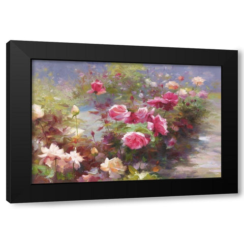 Flowers with Light I Black Modern Wood Framed Art Print by Adamczyk, Jacek