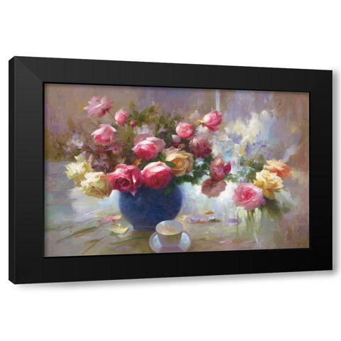 Flowers with Light II Black Modern Wood Framed Art Print by Adamczyk, Jacek