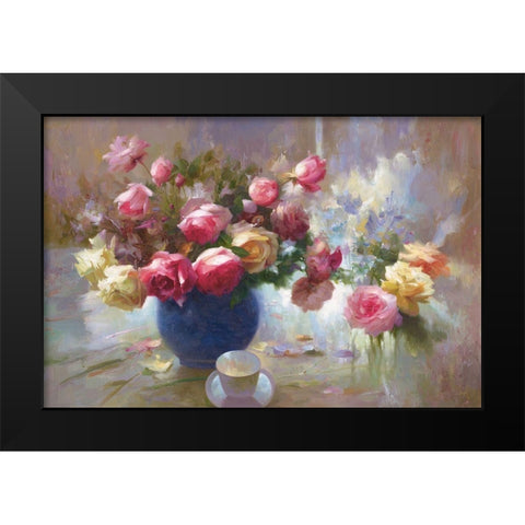 Flowers with Light II Black Modern Wood Framed Art Print by Adamczyk, Jacek