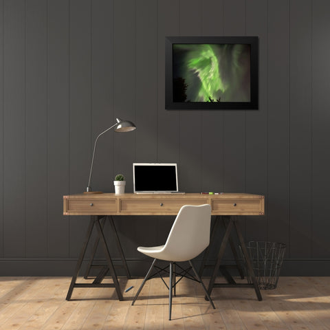 Northern Lights Iceland I Black Modern Wood Framed Art Print by Bures, Josef
