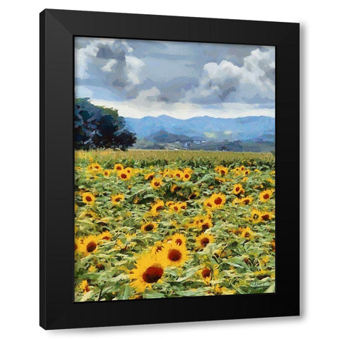 Sunflower Field Black Modern Wood Framed Art Print by Medeiros, Celito