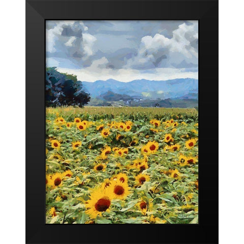 Sunflower Field Black Modern Wood Framed Art Print by Medeiros, Celito