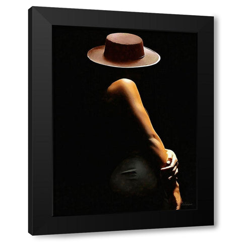 Lady with Hat I Black Modern Wood Framed Art Print by Medeiros, Celito