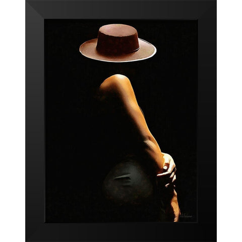 Lady with Hat I Black Modern Wood Framed Art Print by Medeiros, Celito