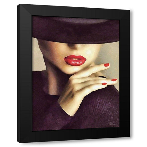 Lady with Hat II Black Modern Wood Framed Art Print by Medeiros, Celito