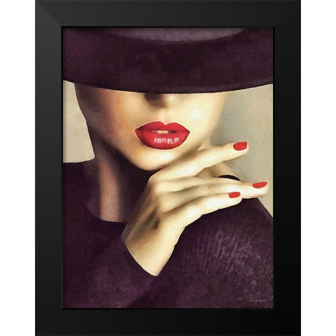 Lady with Hat II Black Modern Wood Framed Art Print by Medeiros, Celito