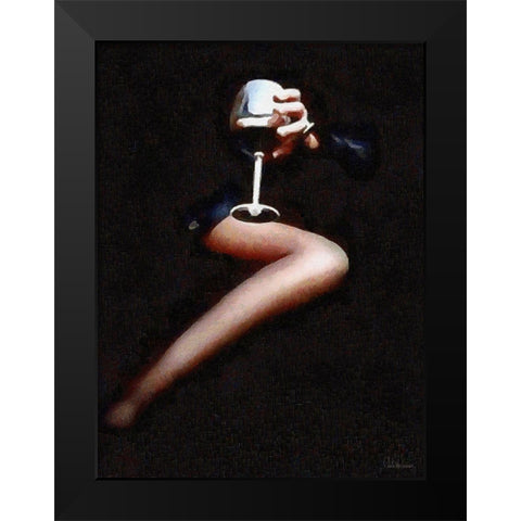 Lady with a Glass of Red Wine Black Modern Wood Framed Art Print by Medeiros, Celito