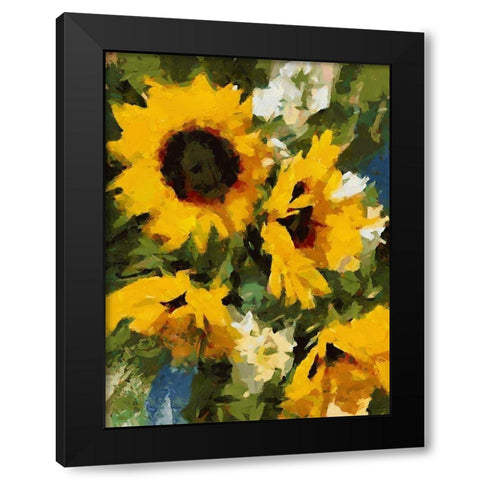 Sunflowers Black Modern Wood Framed Art Print by Medeiros, Celito