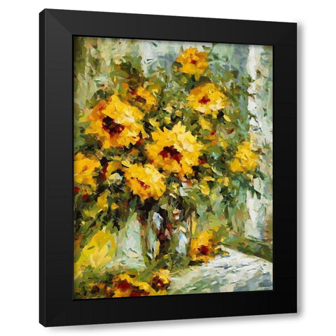 Sunflowers in Vase Black Modern Wood Framed Art Print with Double Matting by Medeiros, Celito