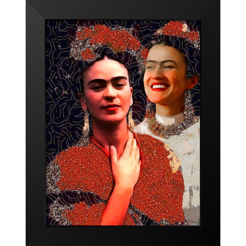 Frida Kahlo Variation II Black Modern Wood Framed Art Print by Medeiros, Celito