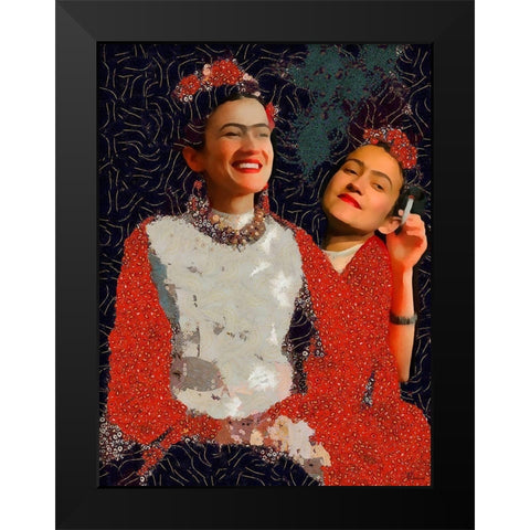 Frida Kahlo Variation III Black Modern Wood Framed Art Print by Medeiros, Celito