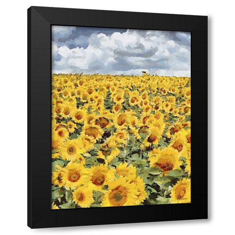 Sunflowers Collection VI Black Modern Wood Framed Art Print with Double Matting by Medeiros, Celito
