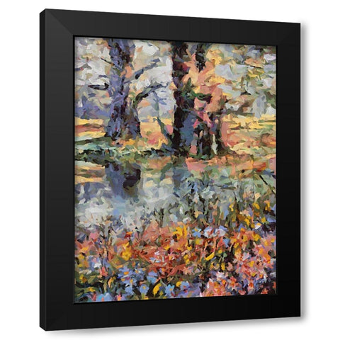 Landscapes in Monet Style XXIV Black Modern Wood Framed Art Print with Double Matting by Medeiros, Celito