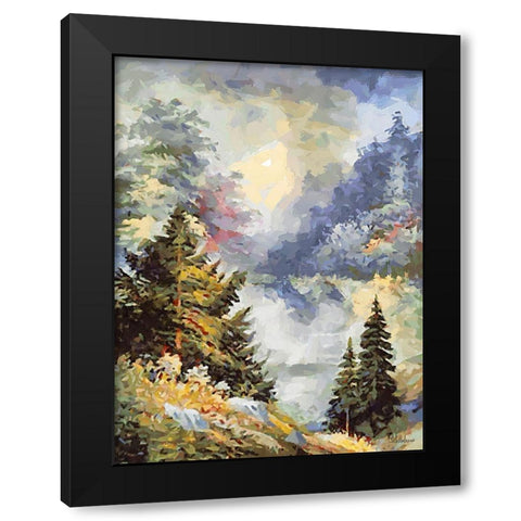 Landscapes in Monet Style XXXIII Black Modern Wood Framed Art Print with Double Matting by Medeiros, Celito